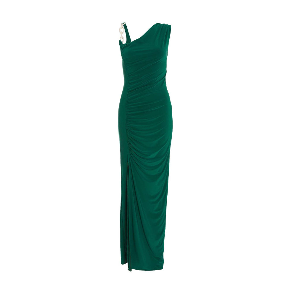 Quiz Clothing Bottle Green Diamante Trim Ruched Maxi Dress