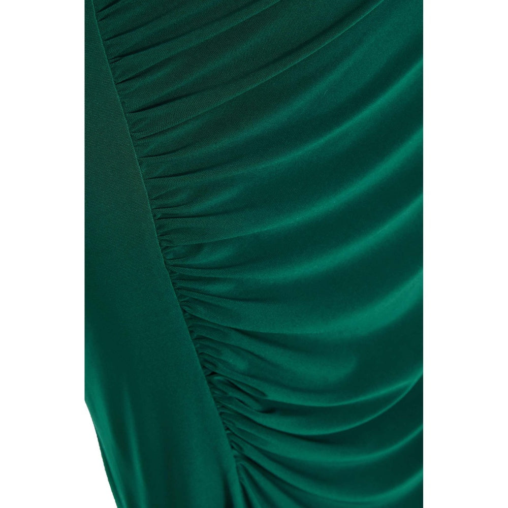 Quiz Clothing Bottle Green Diamante Trim Ruched Maxi Dress