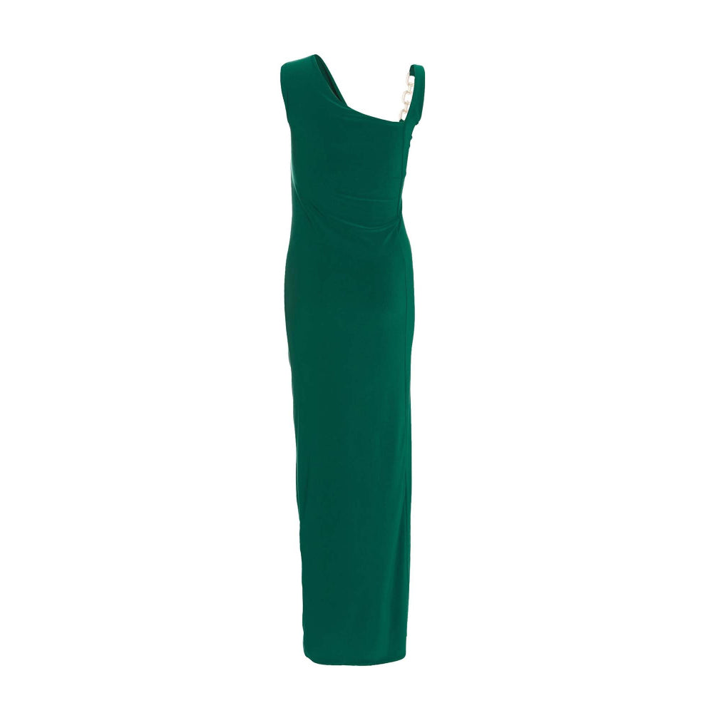 Quiz Clothing Bottle Green Diamante Trim Ruched Maxi Dress