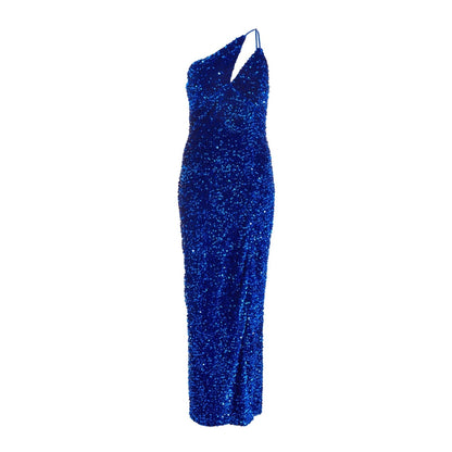 Quiz Clothing Royal Blue One Shoulder Cut Out Sequin Maxi Dress