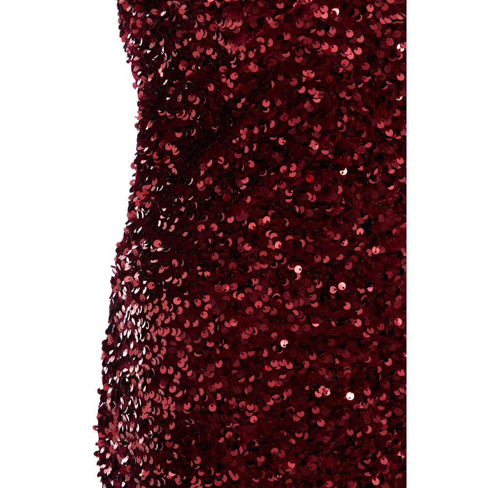 Quiz Clothing Berry One Shoulder Cut Out Sequin Maxi Dress