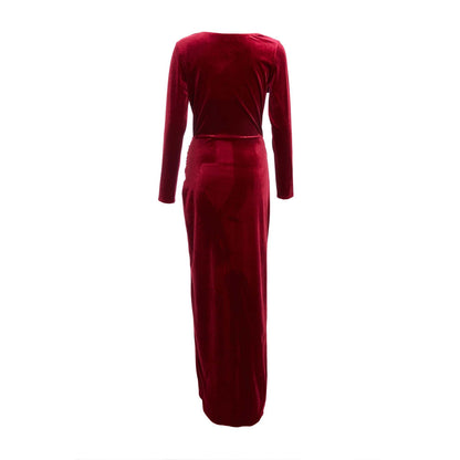 Quiz Clothing Berry Velvet Cowl Long Sleeve Maxi Dress