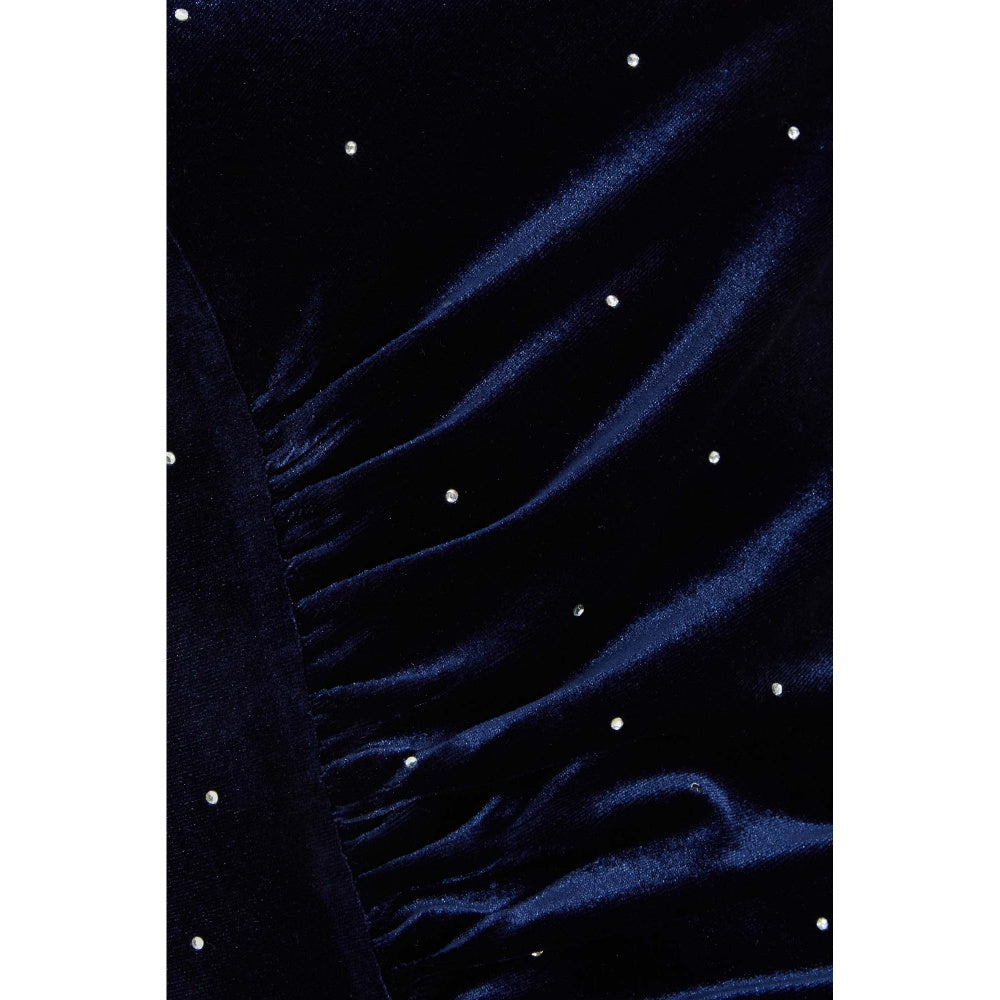 Quiz Clothing Navy Studded Velvet Short Sleeve Midi Dress