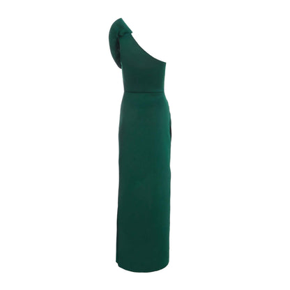 Quiz Clothing Bottle Green One Shoulder Ruffle Wrap Maxi Dress