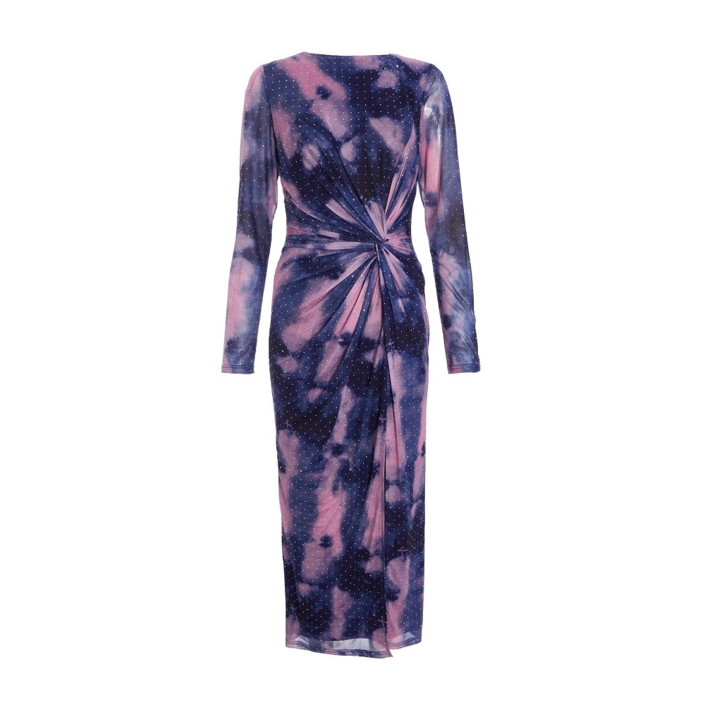 Quiz Clothing Navy Marble Hotfix Mesh Knot Front Midi Dress