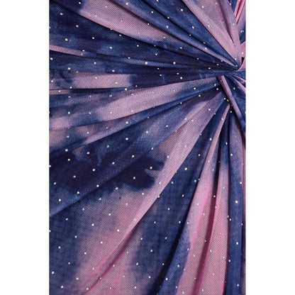 Quiz Clothing Navy Marble Hotfix Mesh Knot Front Midi Dress