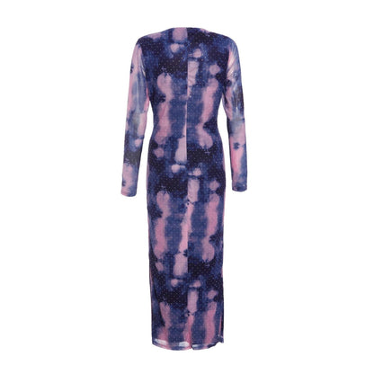 Quiz Clothing Navy Marble Hotfix Mesh Knot Front Midi Dress