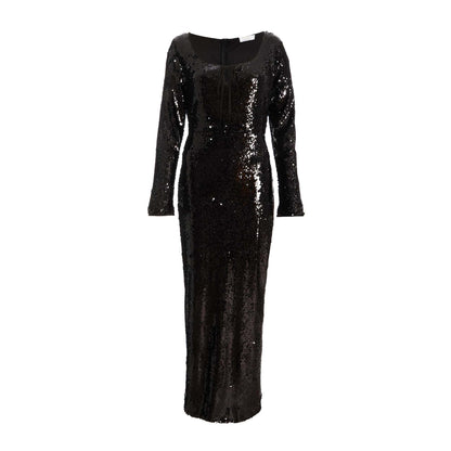 Quiz Clothing Black Sequin Tie Front Maxi Dress