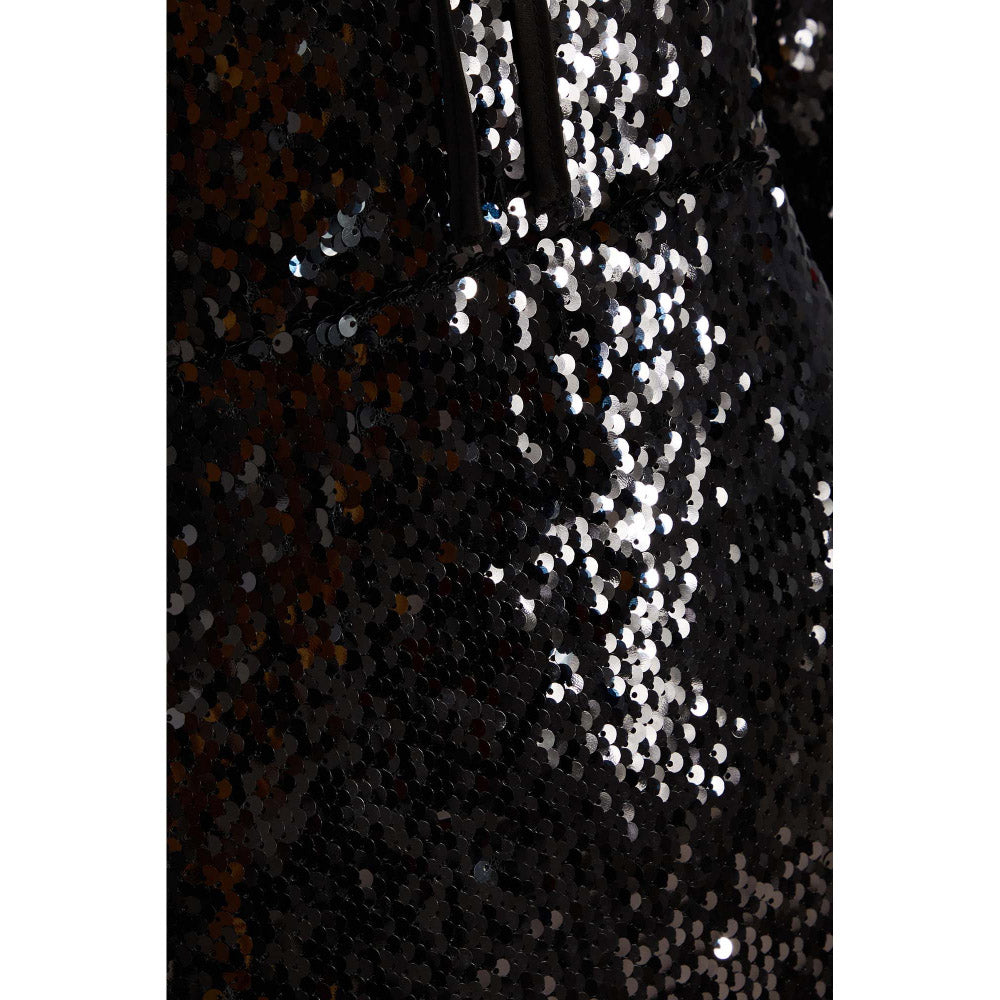 Quiz Clothing Black Sequin Tie Front Maxi Dress