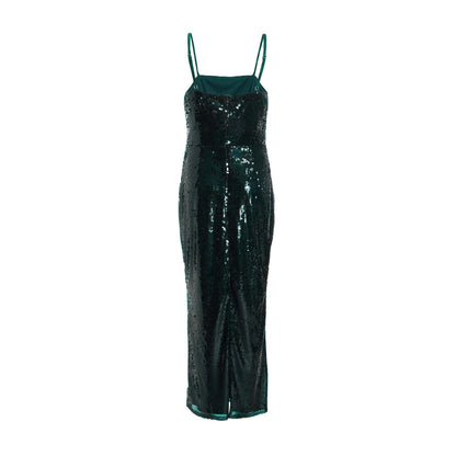 Quiz Clothing Bottle Green Sequin Strappy Maxi Dress