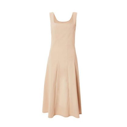 Quiz Clothing Beige Square Neck Sleeveless Fit and Flared Midi Dress