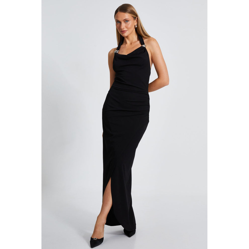 Quiz Clothing Black Sleeveless Halter Neck Bodycon Maxi Dress