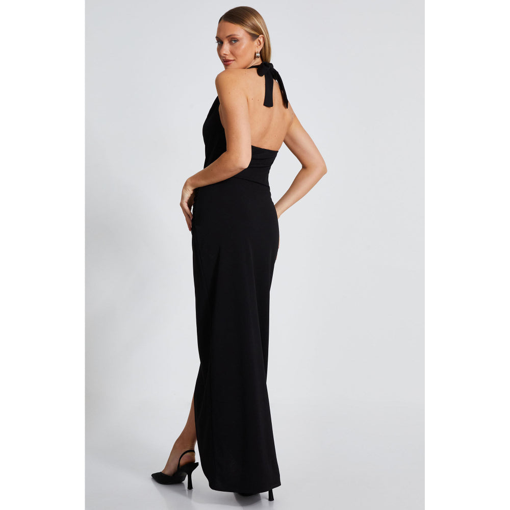 Quiz Clothing Black Sleeveless Halter Neck Bodycon Maxi Dress