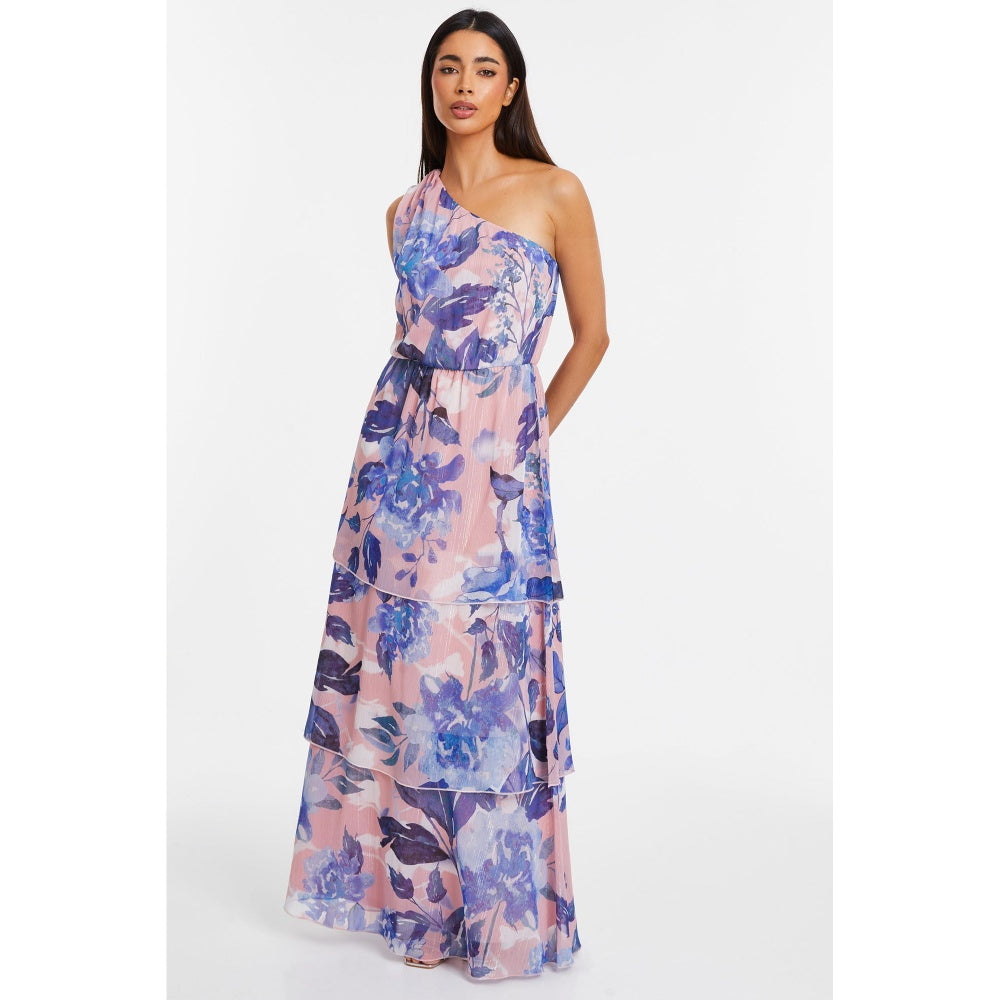 Quiz Clothing Multicolor One Shoulder Sleeveless Layered Maxi Dress