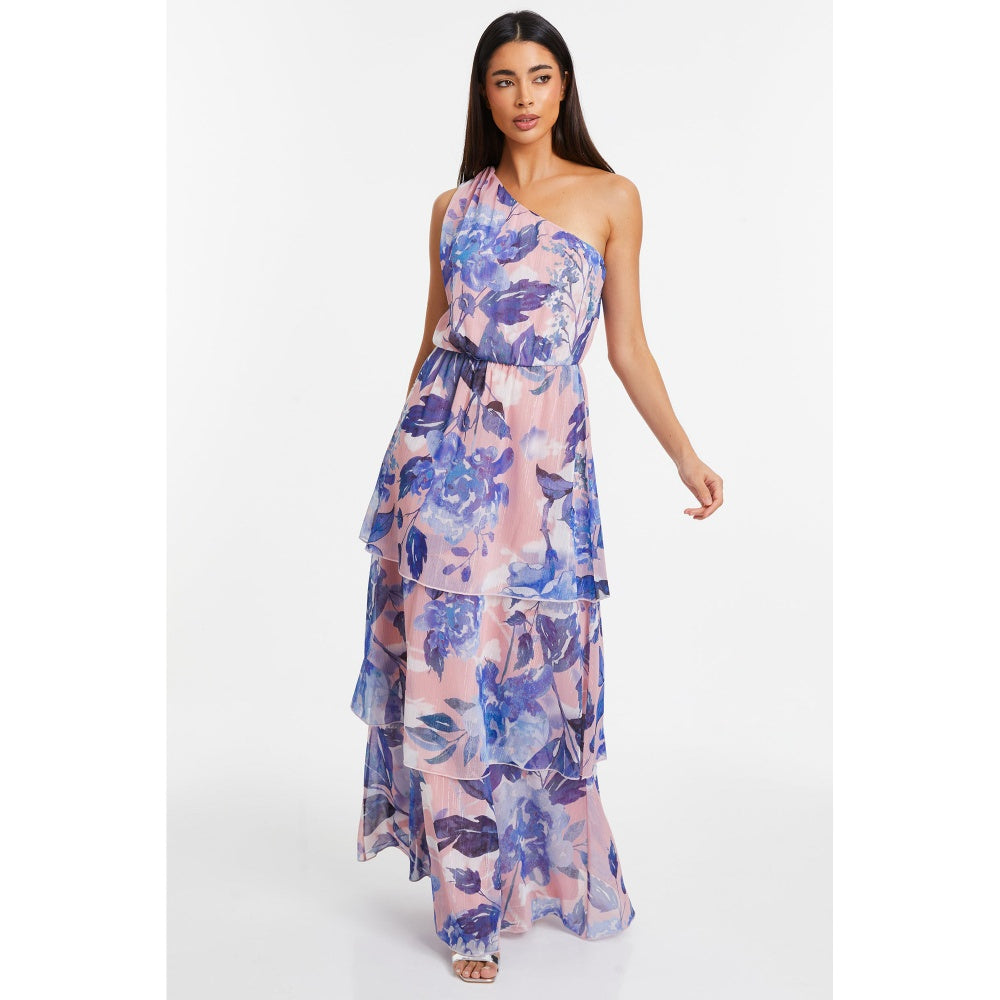 Quiz Clothing Multicolor One Shoulder Sleeveless Layered Maxi Dress