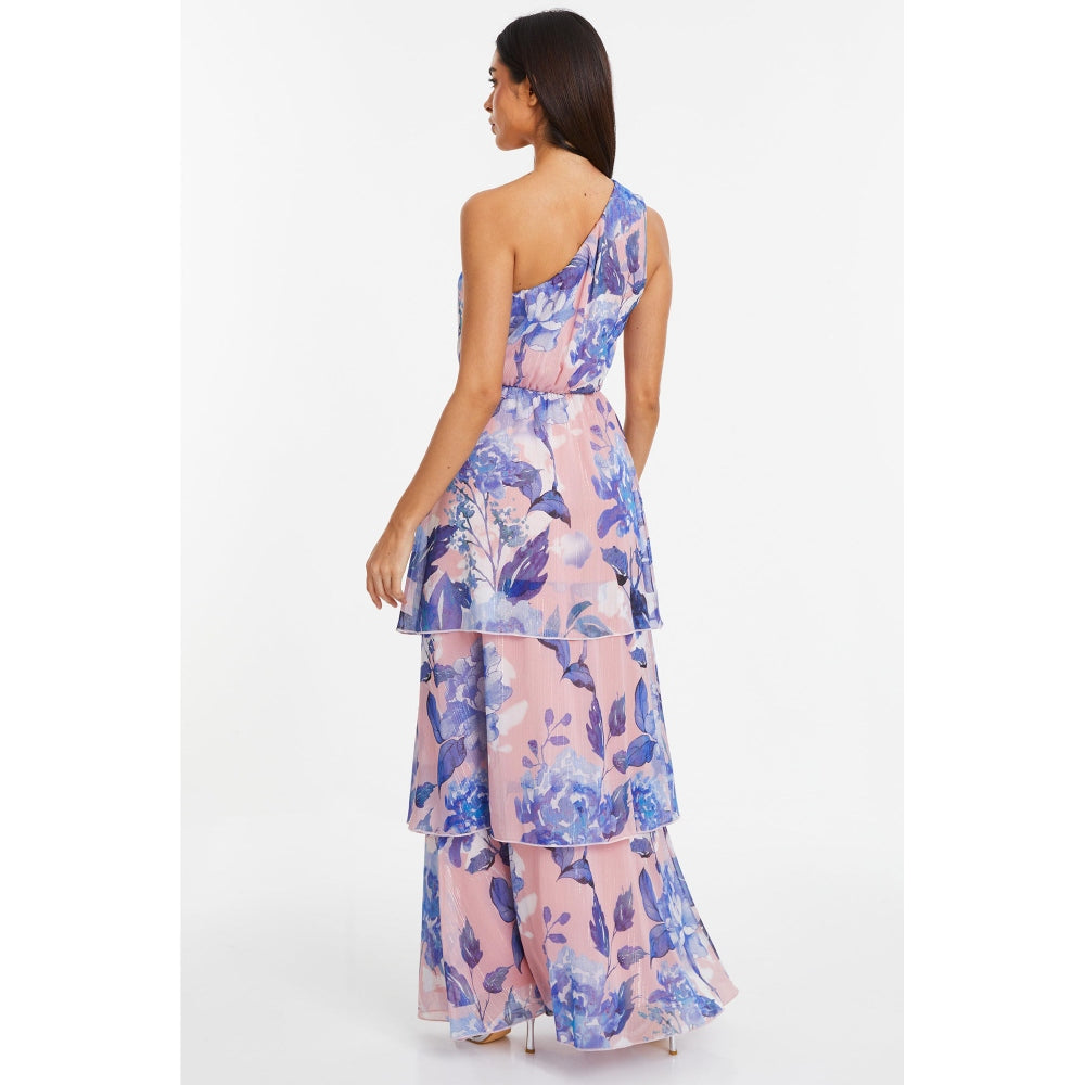 Quiz Clothing Multicolor One Shoulder Sleeveless Layered Maxi Dress
