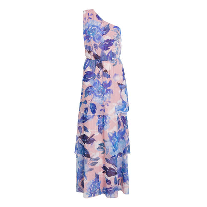 Quiz Clothing Multicolor One Shoulder Sleeveless Layered Maxi Dress