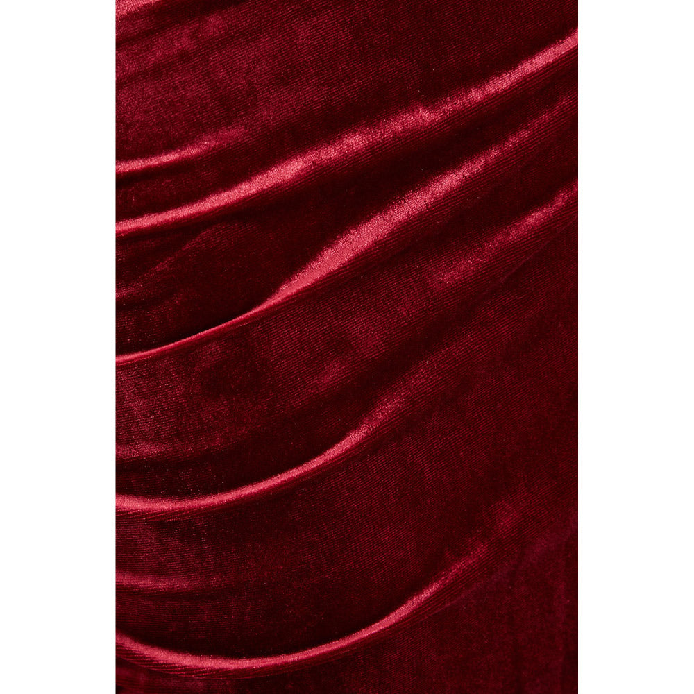 Quiz Clothing Burgundy Off- Shoulder Ruched Bodycon Midi Dress