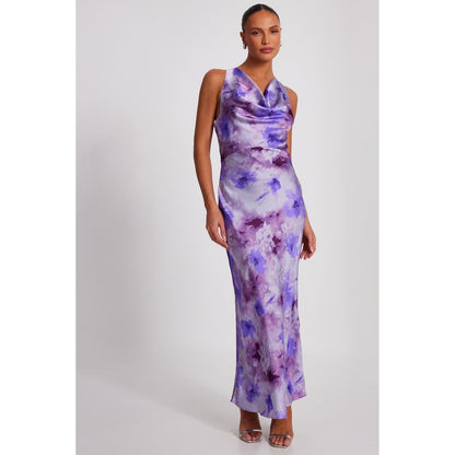 Quiz Clothing Lavender Satin Sleeveless Cowl Neck Bodycon Maxi Dress