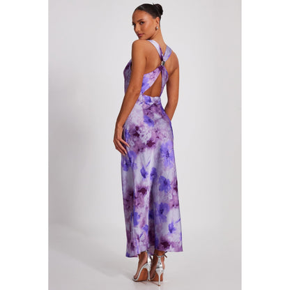 Quiz Clothing Lavender Satin Sleeveless Cowl Neck Bodycon Maxi Dress
