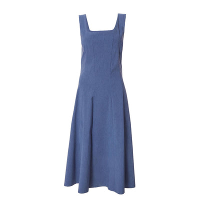Quiz Clothing Blue Square Neck Sleeveless Fit And Flared Midi Dress