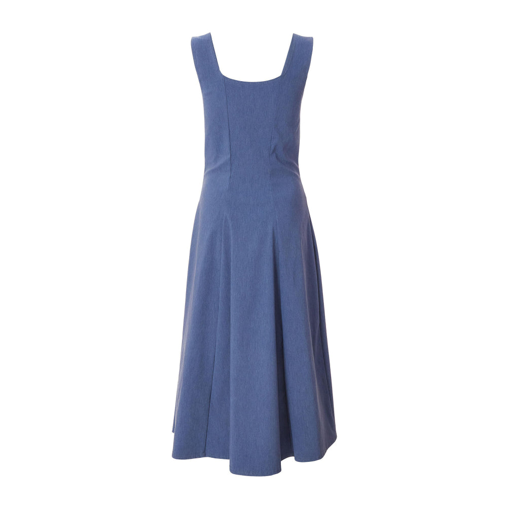 Quiz Clothing Blue Square Neck Sleeveless Fit And Flared Midi Dress
