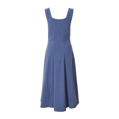 Quiz Clothing Blue Square Neck Sleeveless Fit And Flared Midi Dress