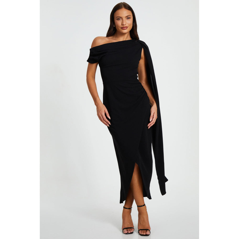 Quiz Clothing Black Off-Shoulder Tulip Hemline Bodycon Maxi Dress