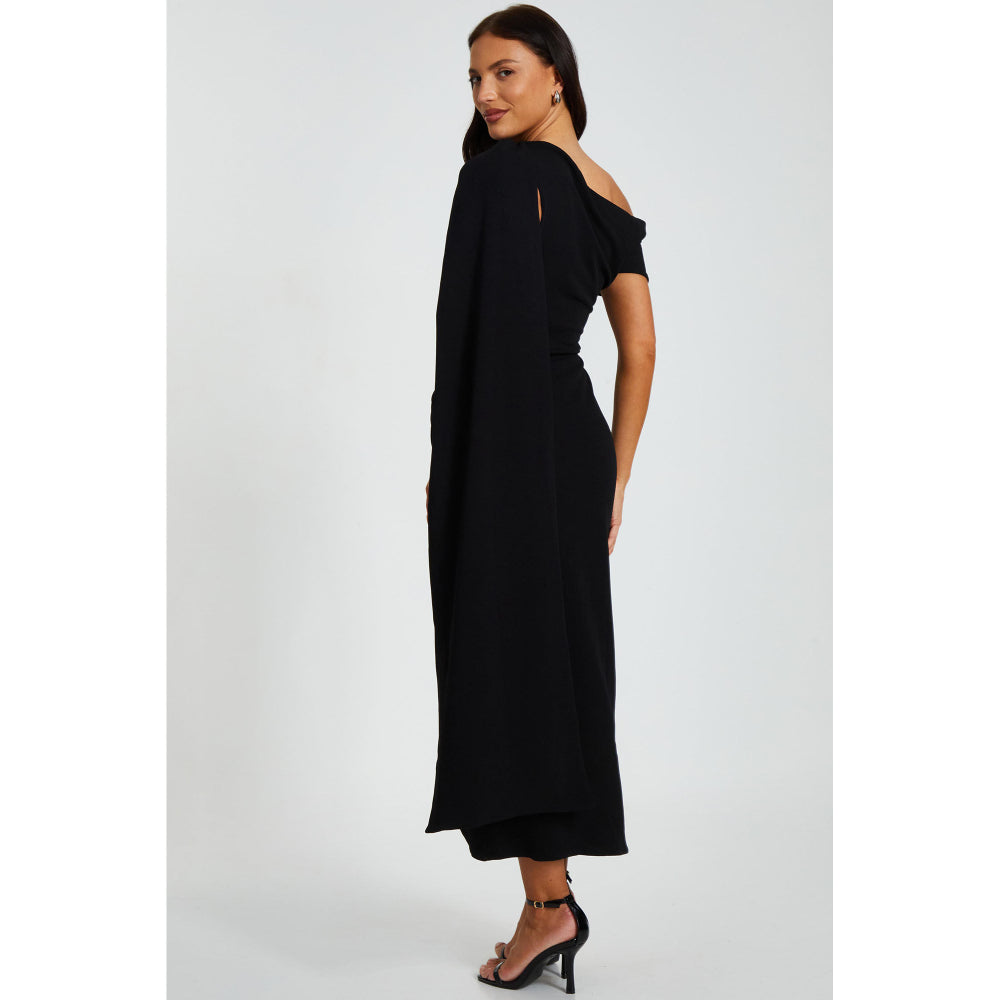 Quiz Clothing Black Off-Shoulder Tulip Hemline Bodycon Maxi Dress