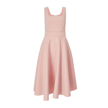 Quiz Clothing Pink Square Neck Sleeveless Pleated Midi Skater Dress