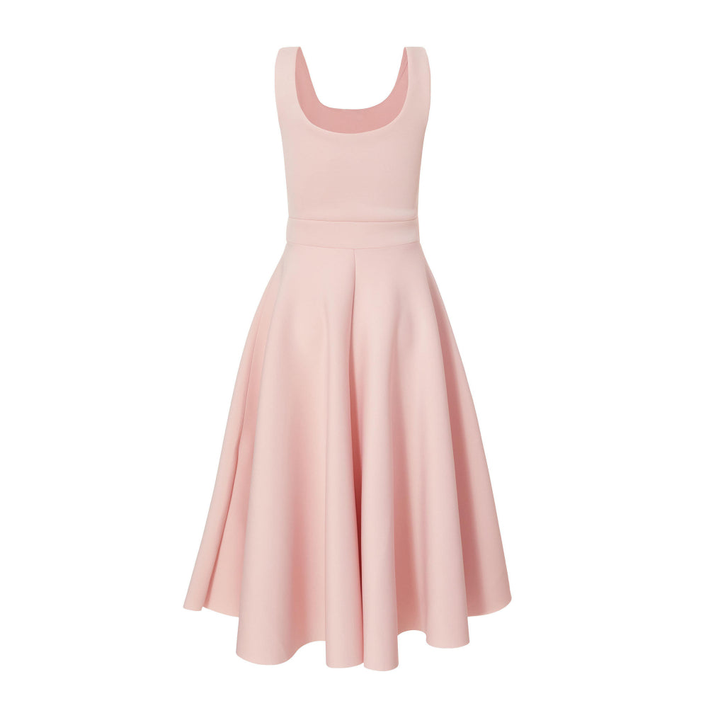 Quiz Clothing Pink Square Neck Sleeveless Pleated Midi Skater Dress