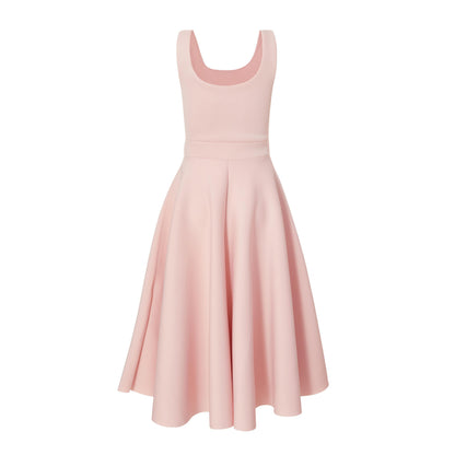 Quiz Clothing Pink Square Neck Sleeveless Pleated Midi Skater Dress