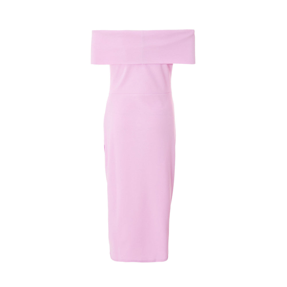 Quiz Clothing Lavender Off-Shoulder Ruched Bodycon Midi Dress