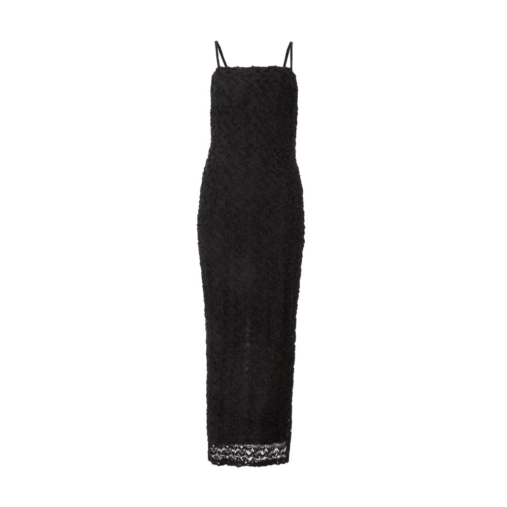 Quiz Clothing Black 3D Flower Design Square Neck Sleeveless Maxi Dress