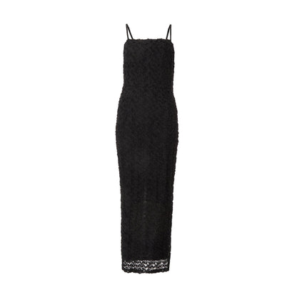 Quiz Clothing Black 3D Flower Design Square Neck Sleeveless Maxi Dress
