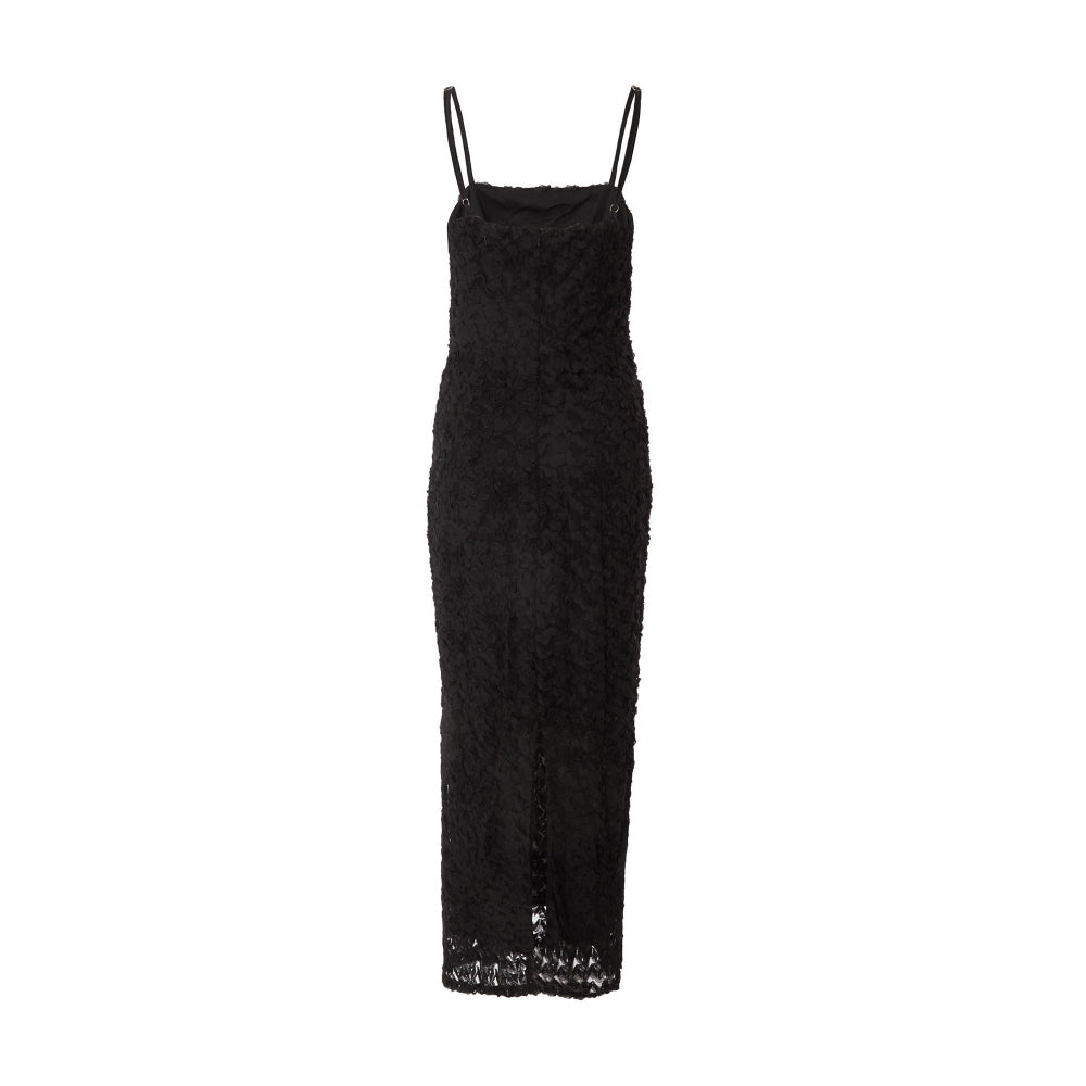 Quiz Clothing Black 3D Flower Design Square Neck Sleeveless Maxi Dress