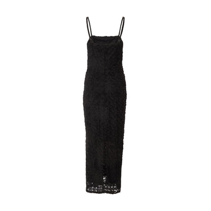Quiz Clothing Black 3D Flower Design Square Neck Sleeveless Maxi Dress
