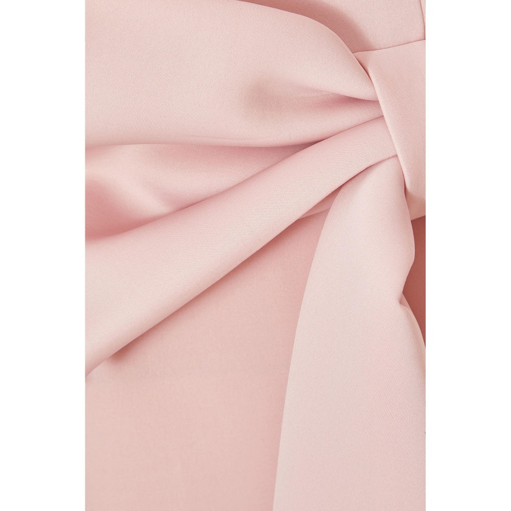 Quiz Clothing Pink Tube Front Bow Detail Midi Dress