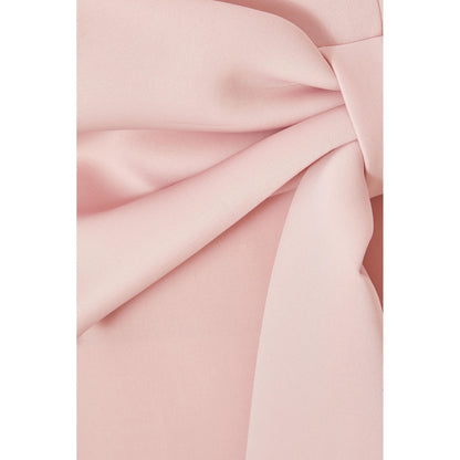 Quiz Clothing Pink Tube Front Bow Detail Midi Dress