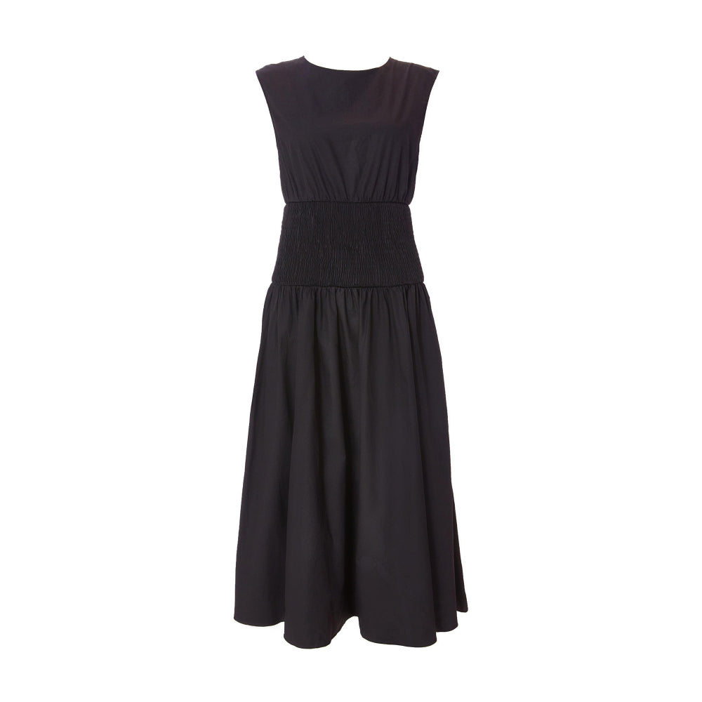 Quiz Clothing Black Round Neck Sleeveless Waisted Midi Dress