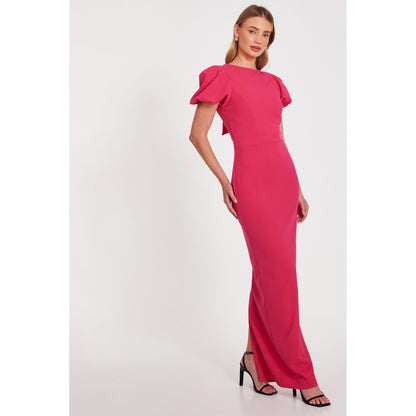 Quiz Clothing Pink Puff Sleeveless Round Neck Bodycon Maxi Dress