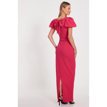 Quiz Clothing Pink Puff Sleeveless Round Neck Bodycon Maxi Dress