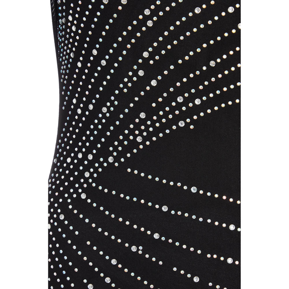 Quiz Clothing Black Diamante Stud Mesh Long Sleeve Midi Dress