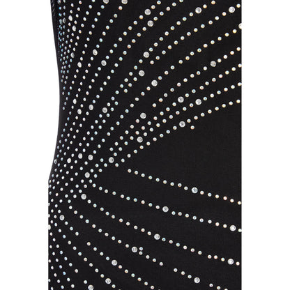Quiz Clothing Black Diamante Stud Mesh Long Sleeve Midi Dress