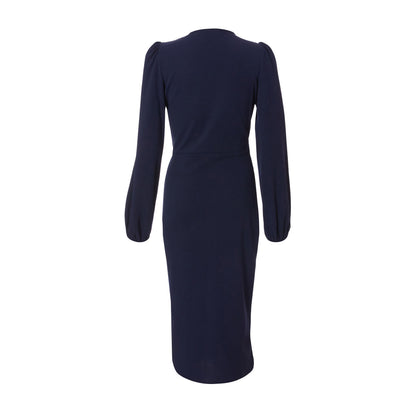 Quiz Clothing Navy Blue V-Neck Long Sleeve Wrap Midi Dress