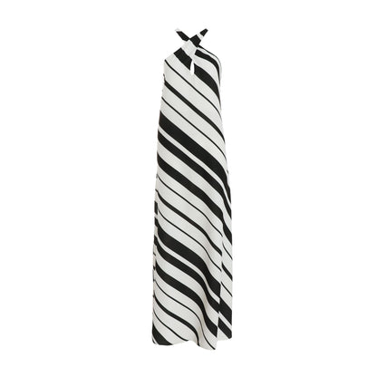 Quiz Clothing White And Black Striped Halter Neck A-Line Maxi Dress