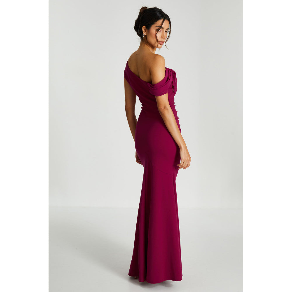 Quiz Clothing Burgundy Cowl Neck Sleeveless Fit And Flared Maxi Dress