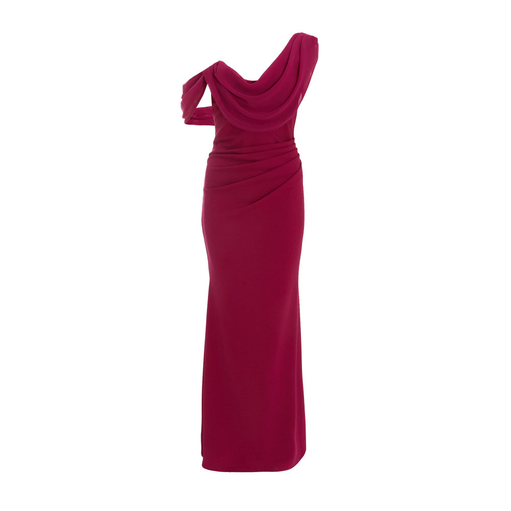 Quiz Clothing Burgundy Cowl Neck Sleeveless Fit And Flared Maxi Dress