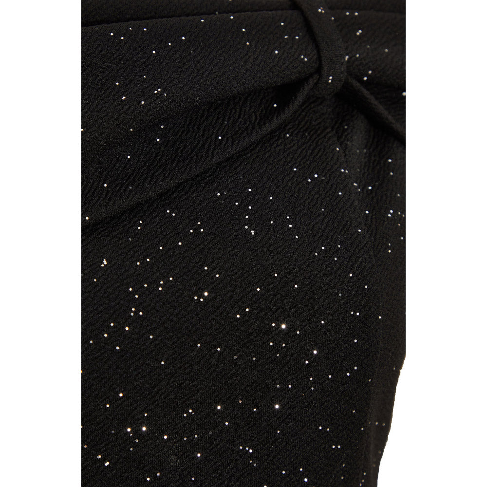 Quiz Clothing Black Glitter Embellished Off- Shoulder Bodycon Midi Dress
