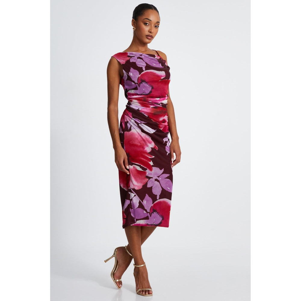 Quiz Clothing Multicolor Sleeveless Ruched Bodycon Midi Dress